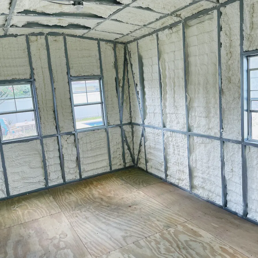 Closed-cell spray foam insulation applied to wall cavities in a residential project in Urban Honolulu